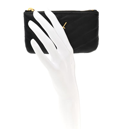 Saint Laurent Calfskin Matelasse Monogram Key Pouch Black 2 of 7