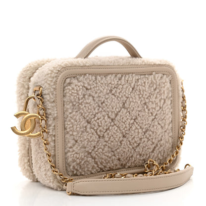 Chanel Shearling Lambskin Quilted Small CC Filigree Vanity Case Beige 3 of 10