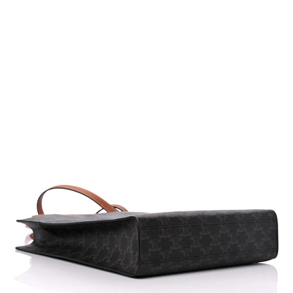 Celine Triomphe Canvas Calfskin Small Vertical Cabas Tan 4 of 8