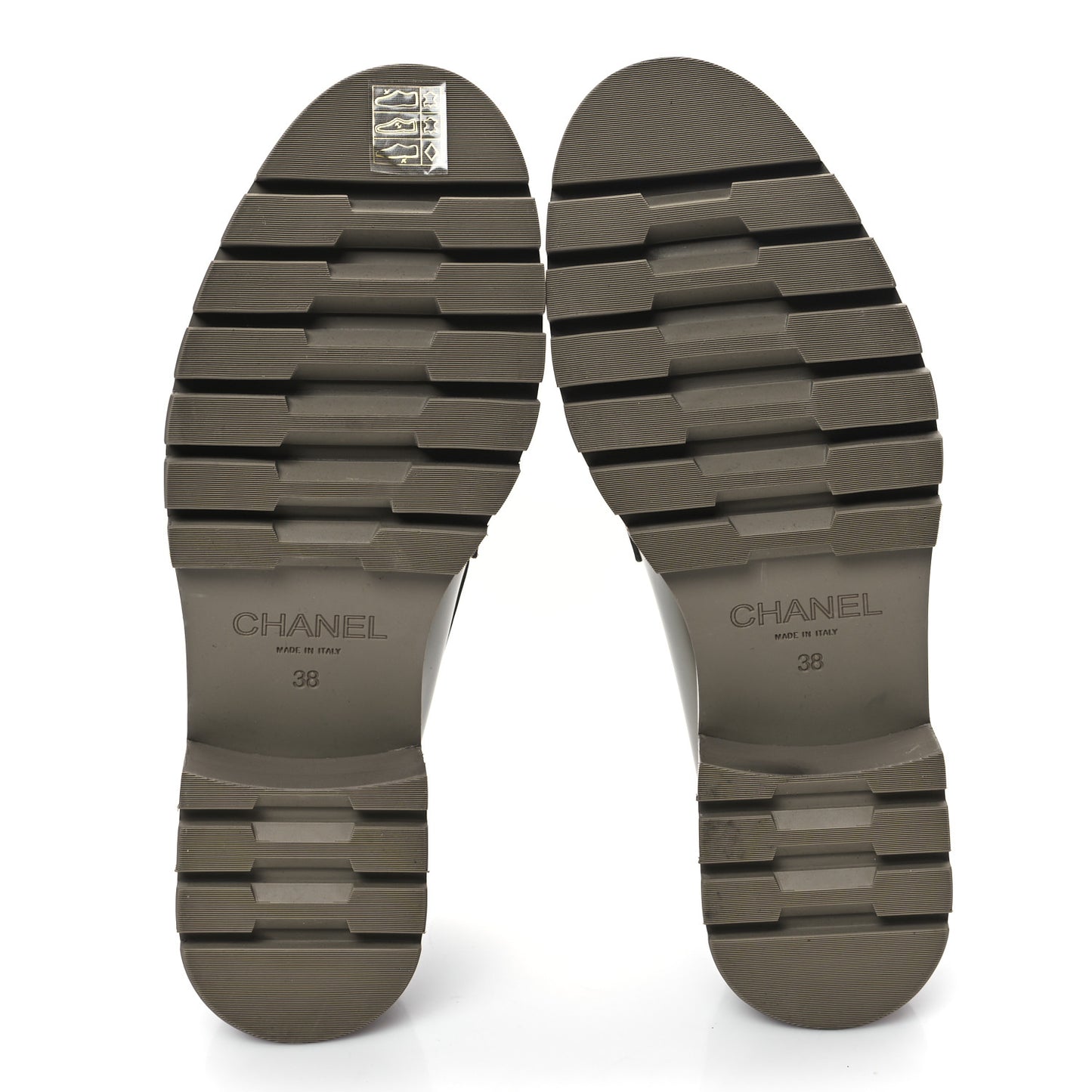 Calfskin Metal CC Loafers 38 Khaki