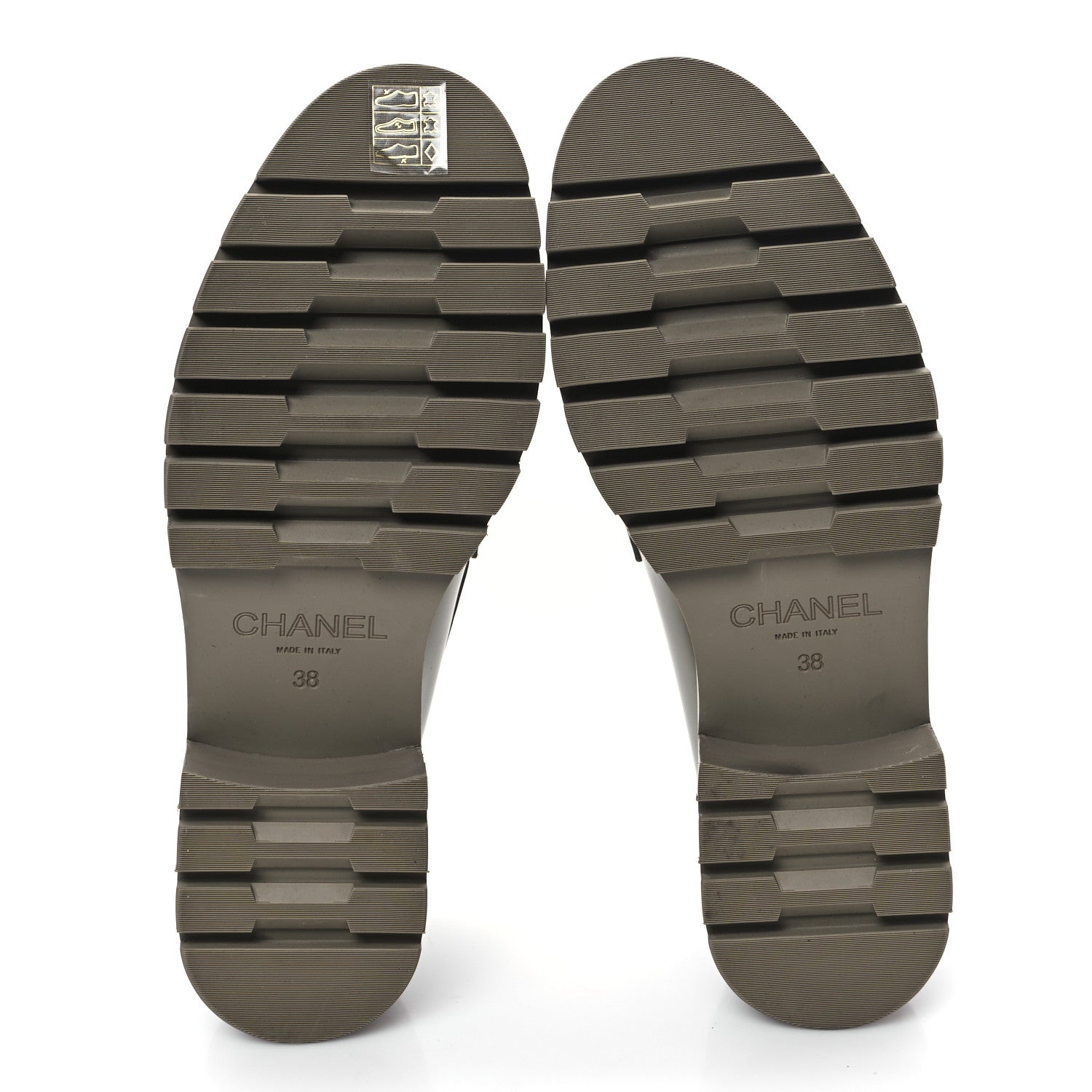 Chanel Calfskin Metal CC Loafers 38 Khaki 5 of 8