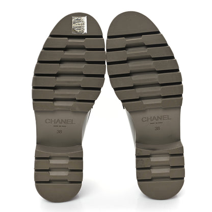 Chanel Calfskin Metal CC Loafers 38 Khaki 5 of 8