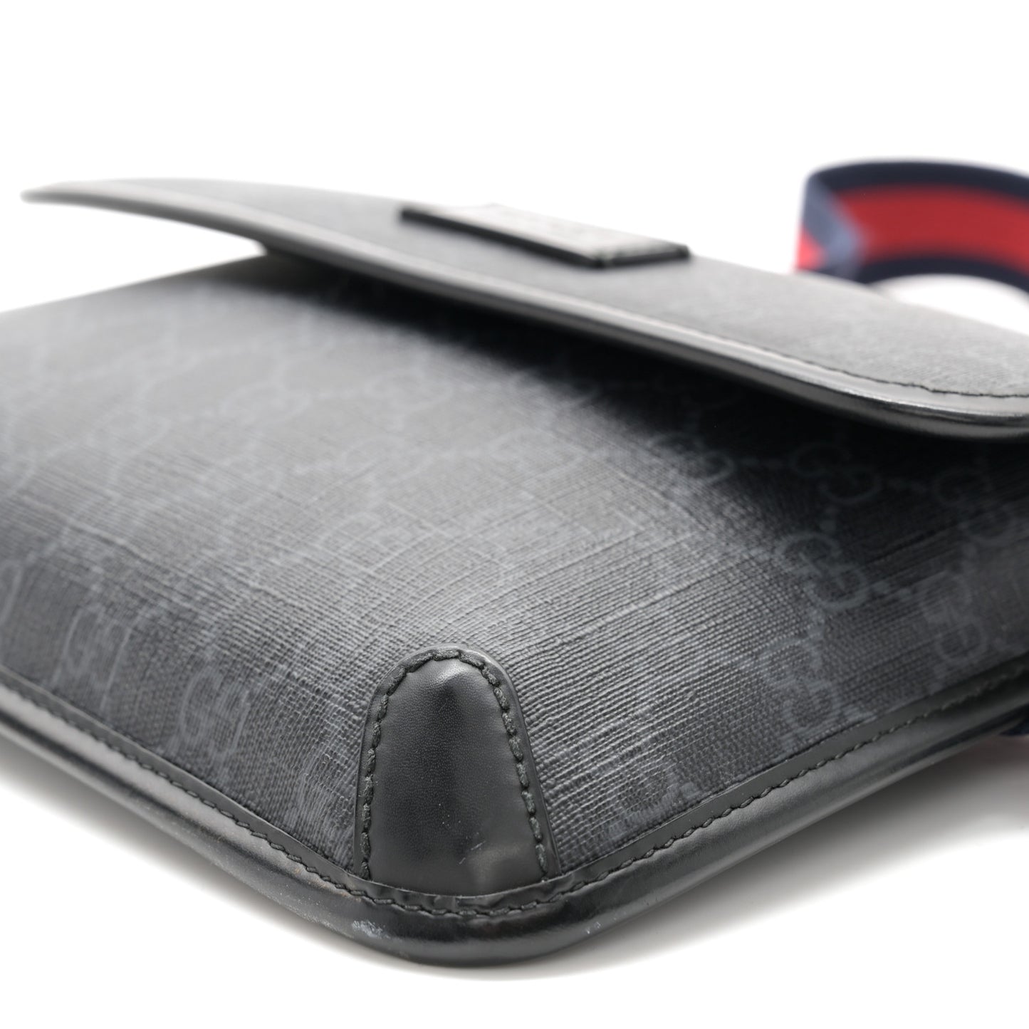 GG Supreme Monogram Web Slim Belt Bag Black Grey