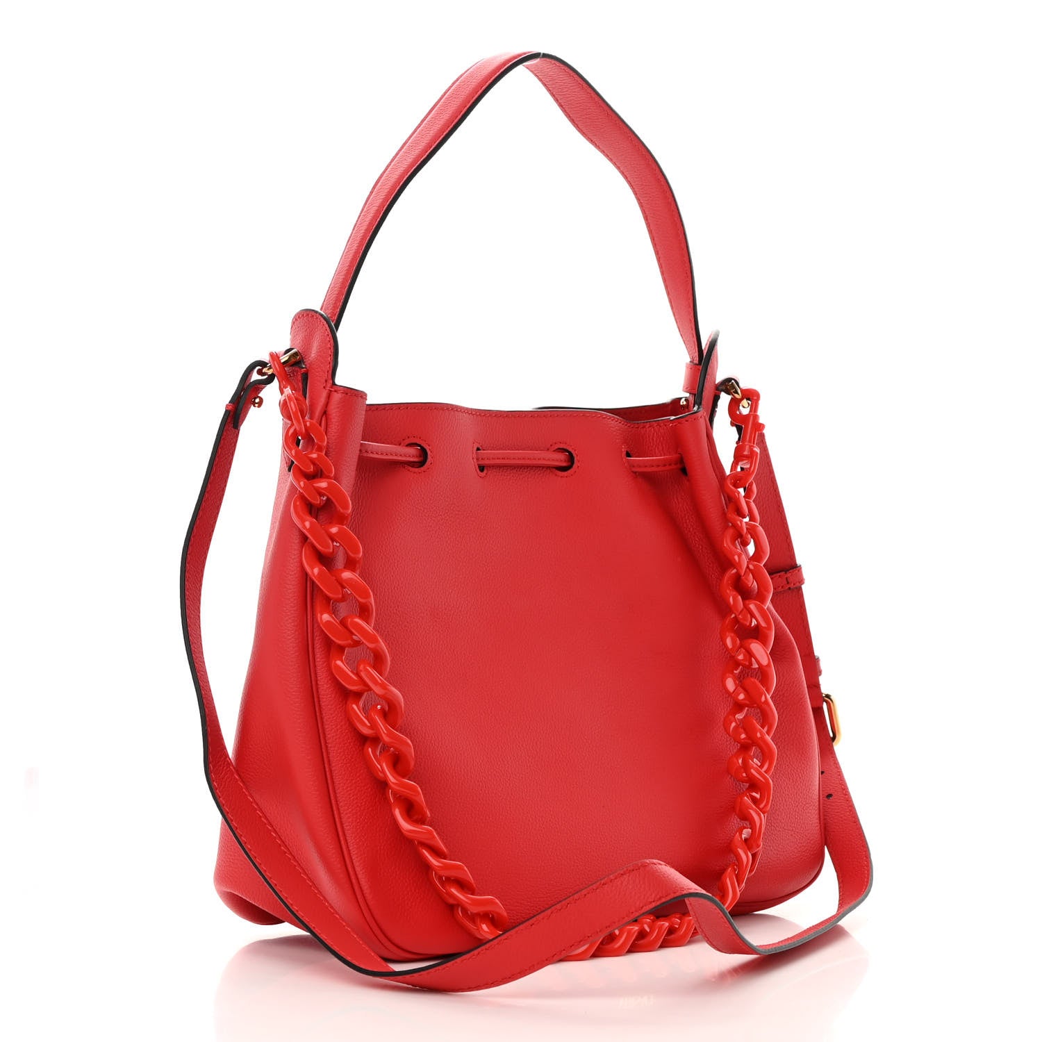 Versace Grained Calfskin La Medusa Bucket Bag Red 3 of 15