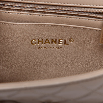 Chanel Lambskin Quilted Mini Rectangular Flap Dark Beige 8 of 11