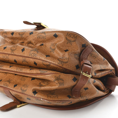 MCM Visetos Large Crossbody Messenger Flap Bag Cognac 7 of 10