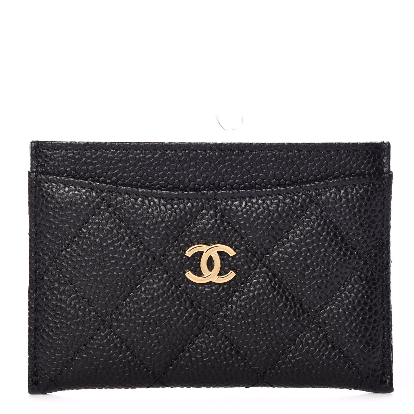 Caviar Quilted Card Holder Black