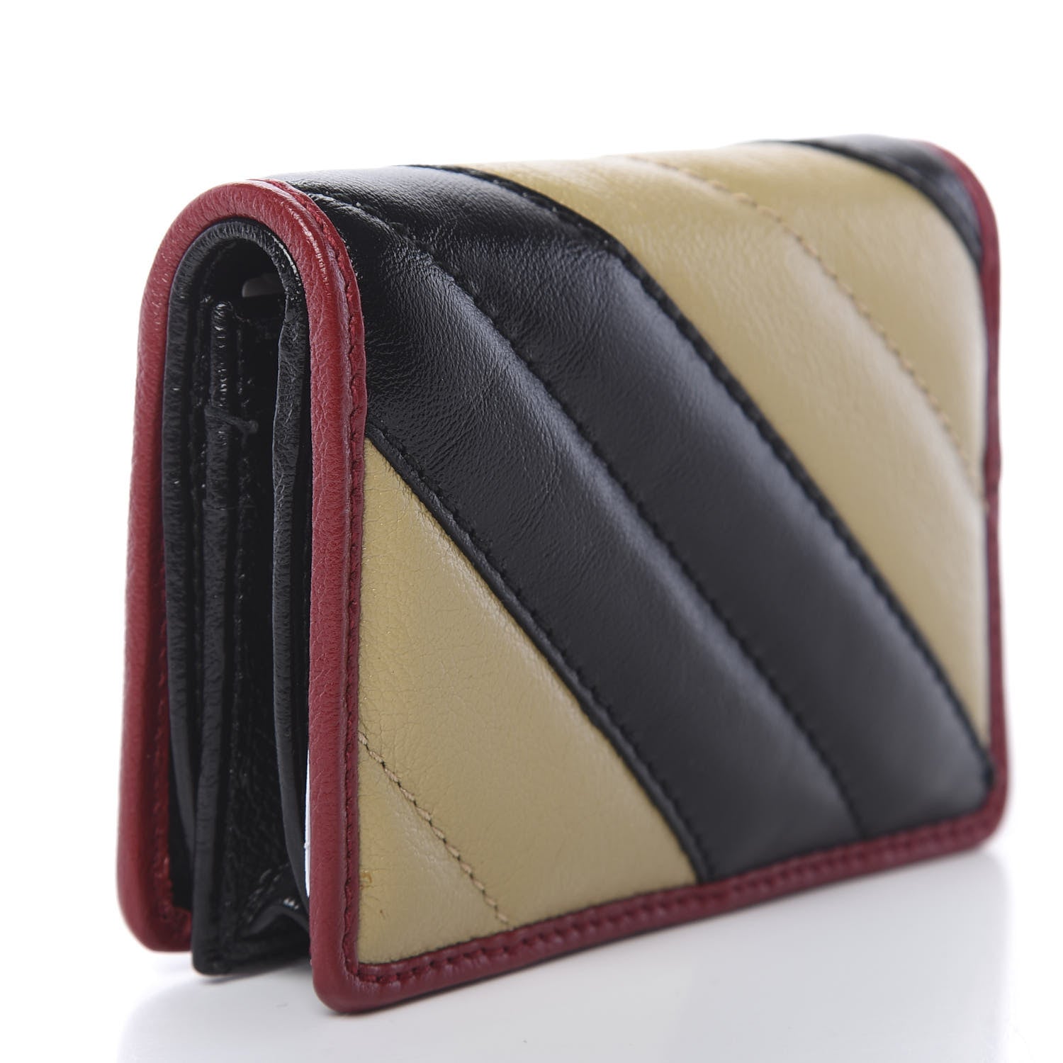 Gucci Azalea Calfskin Matelasse Diagonal Patchwork Torchon GG Marmont Card Case Wallet Black Beige Romantic Cerise 3 of 7