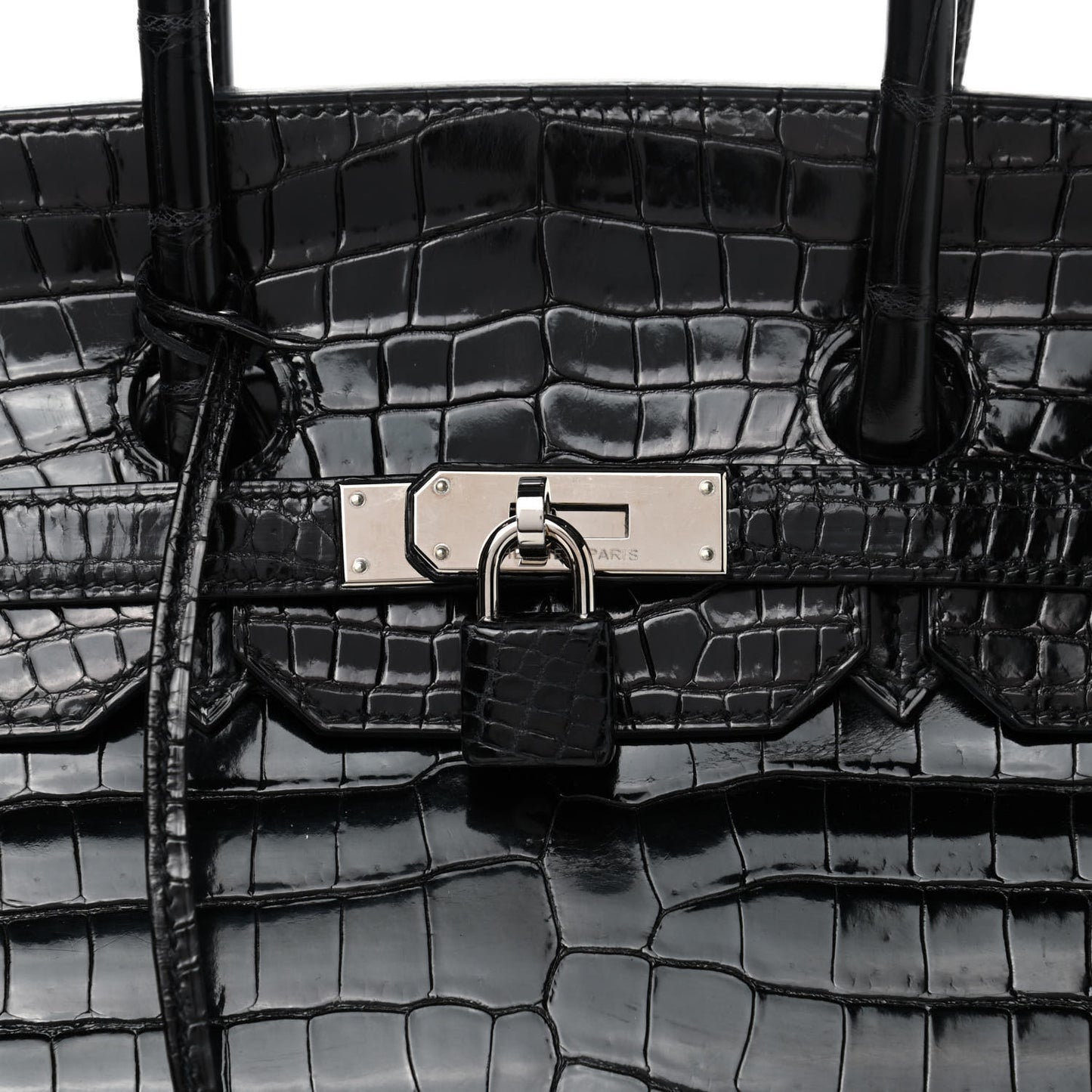 Shiny Porosus Crocodile Birkin 35 Black