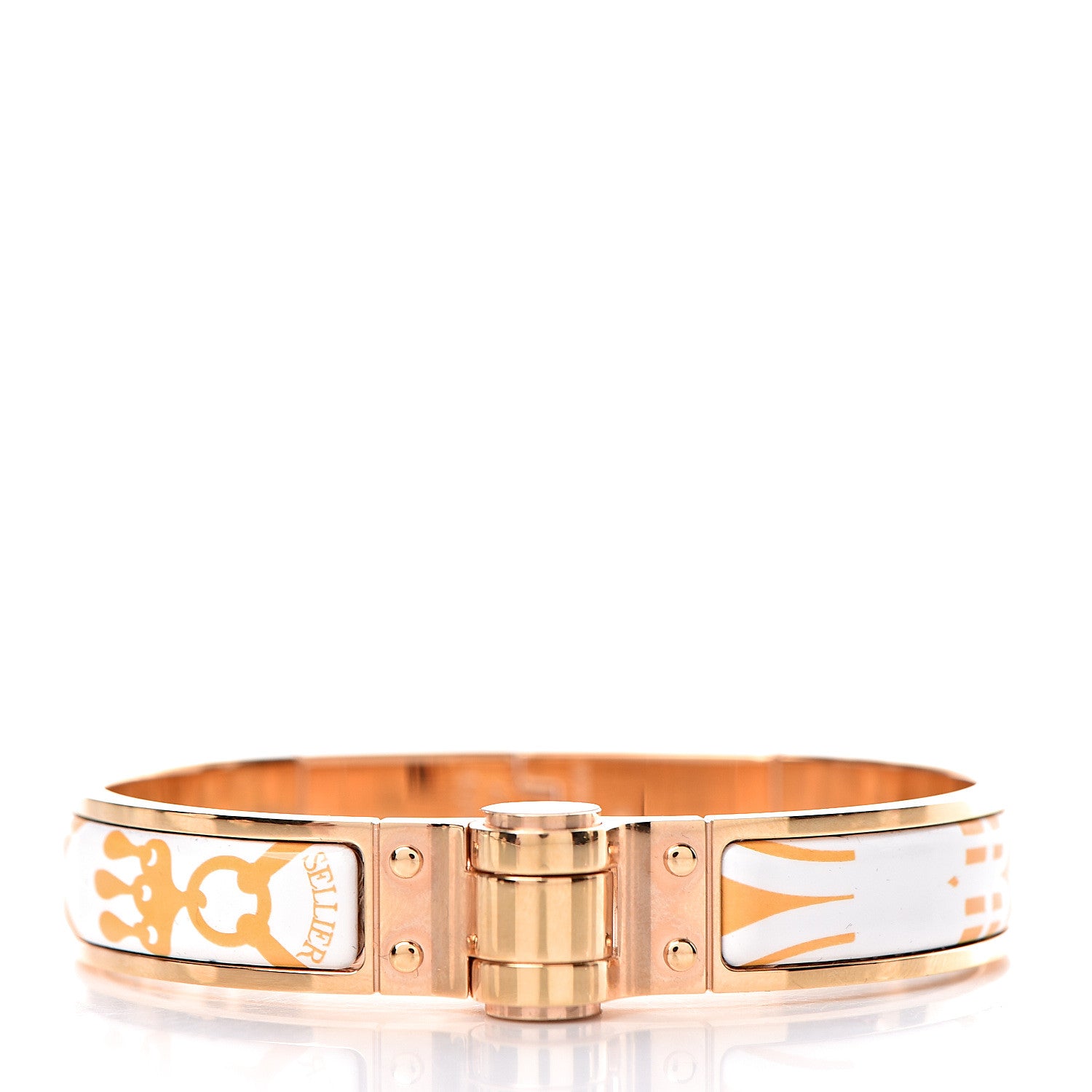 Hermes Enamel Printed Narrow Mors A Jouts Tatoo Hinged Bracelet M 1 of 5
