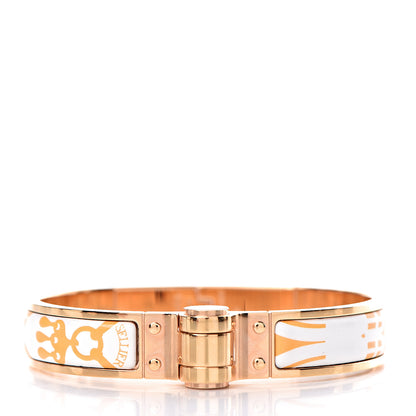 Hermes Enamel Printed Narrow Mors A Jouts Tatoo Hinged Bracelet M 1 of 5