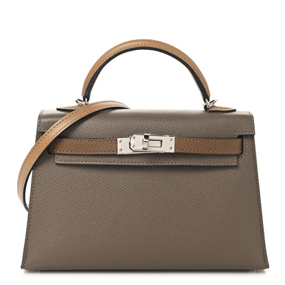 Hermes Epsom Tri-Color Mini Kelly Sellier 20 Etoupe Alezan Biscuit 1 of 14