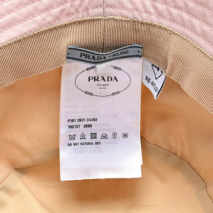 Prada Re-Nylon Metal Triangle Logo Womens Bucket Hat M Alabastro 7 of 7