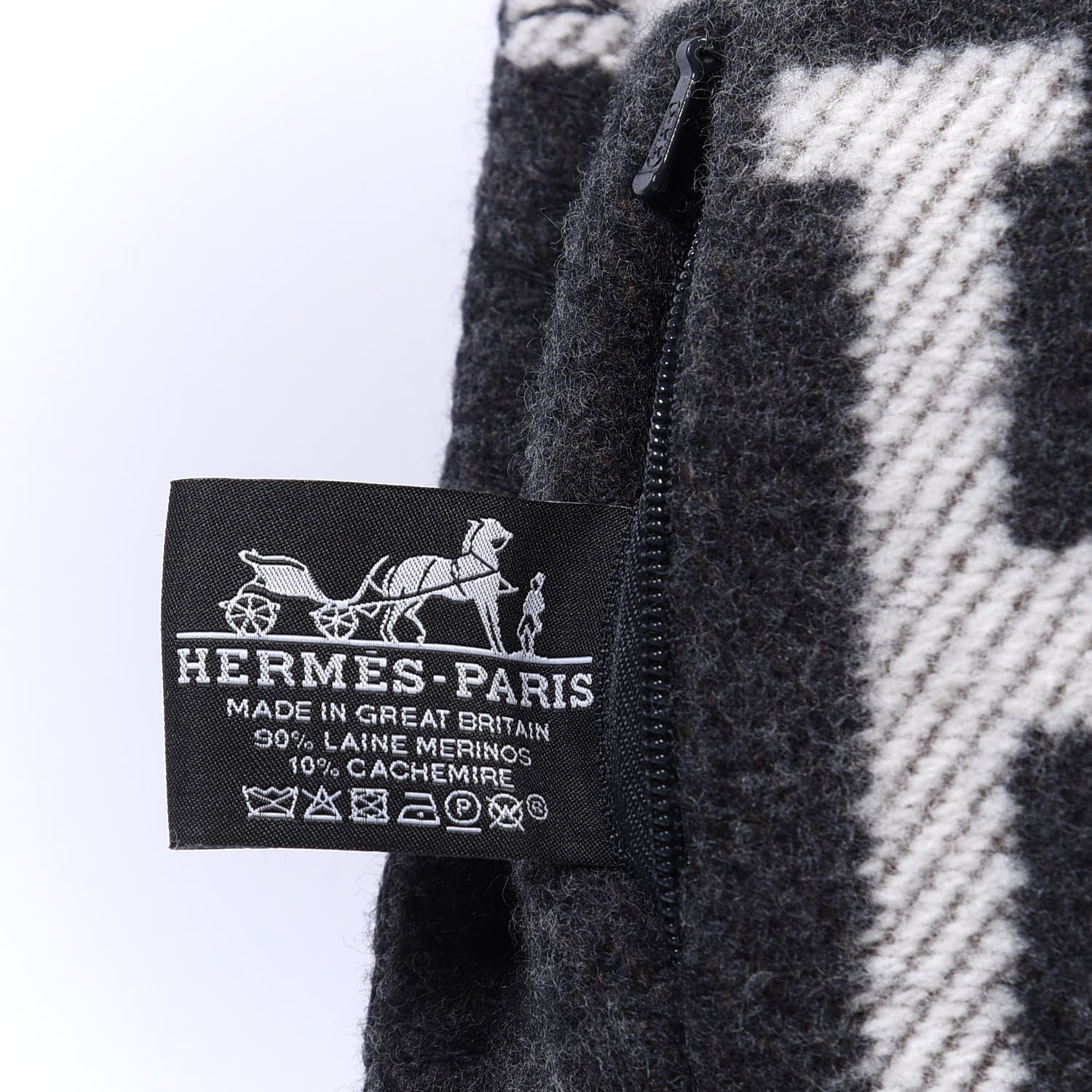 Hermes Wool Cashmere Avalon Pillow PM Ecru Gris Fonce 6 of 6