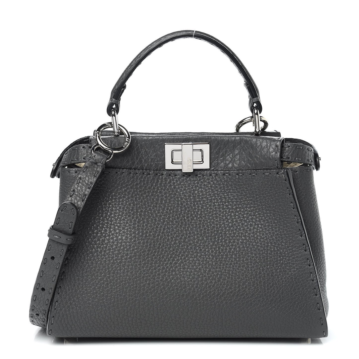 Cuoio Romano Selleria Bi-Color Mini Peekaboo Iconic Satchel Asfalto Latte