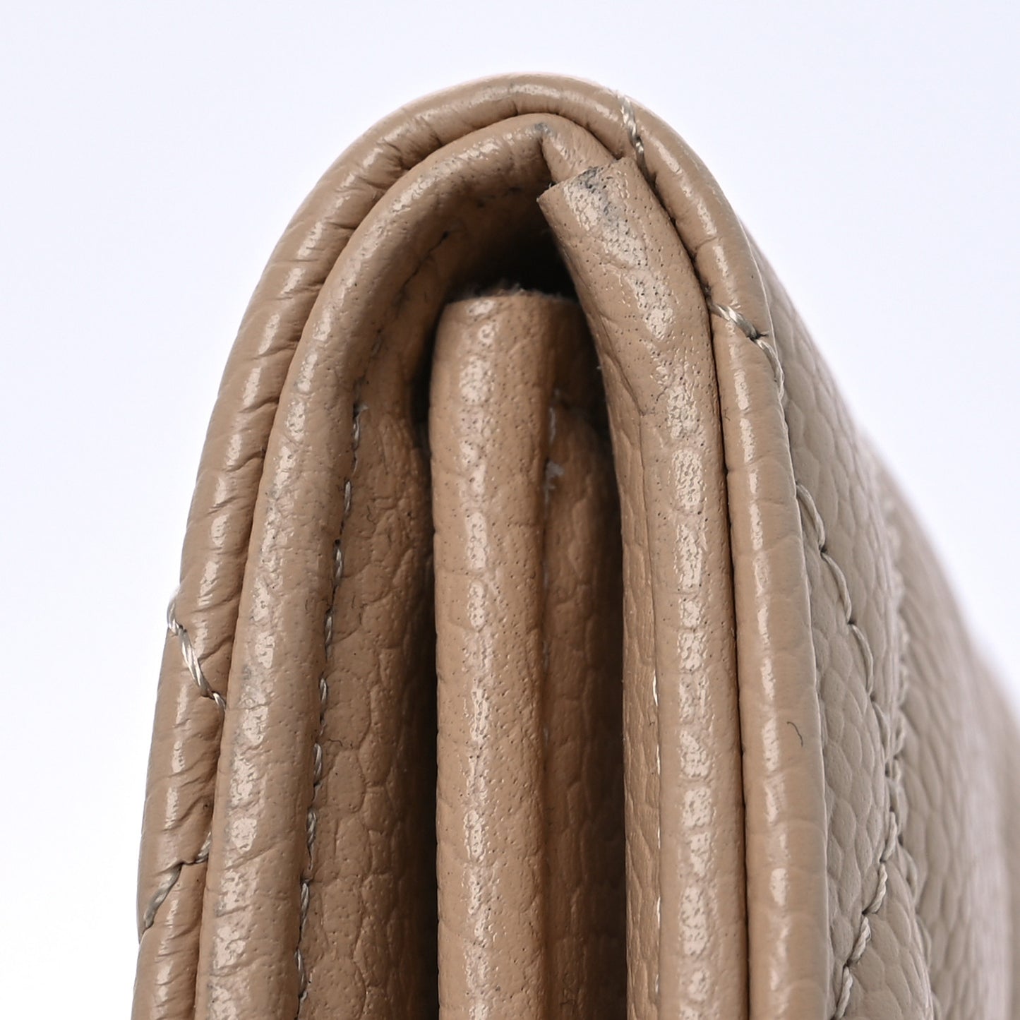 Caviar Quilted Large Gusset Flap Wallet Beige