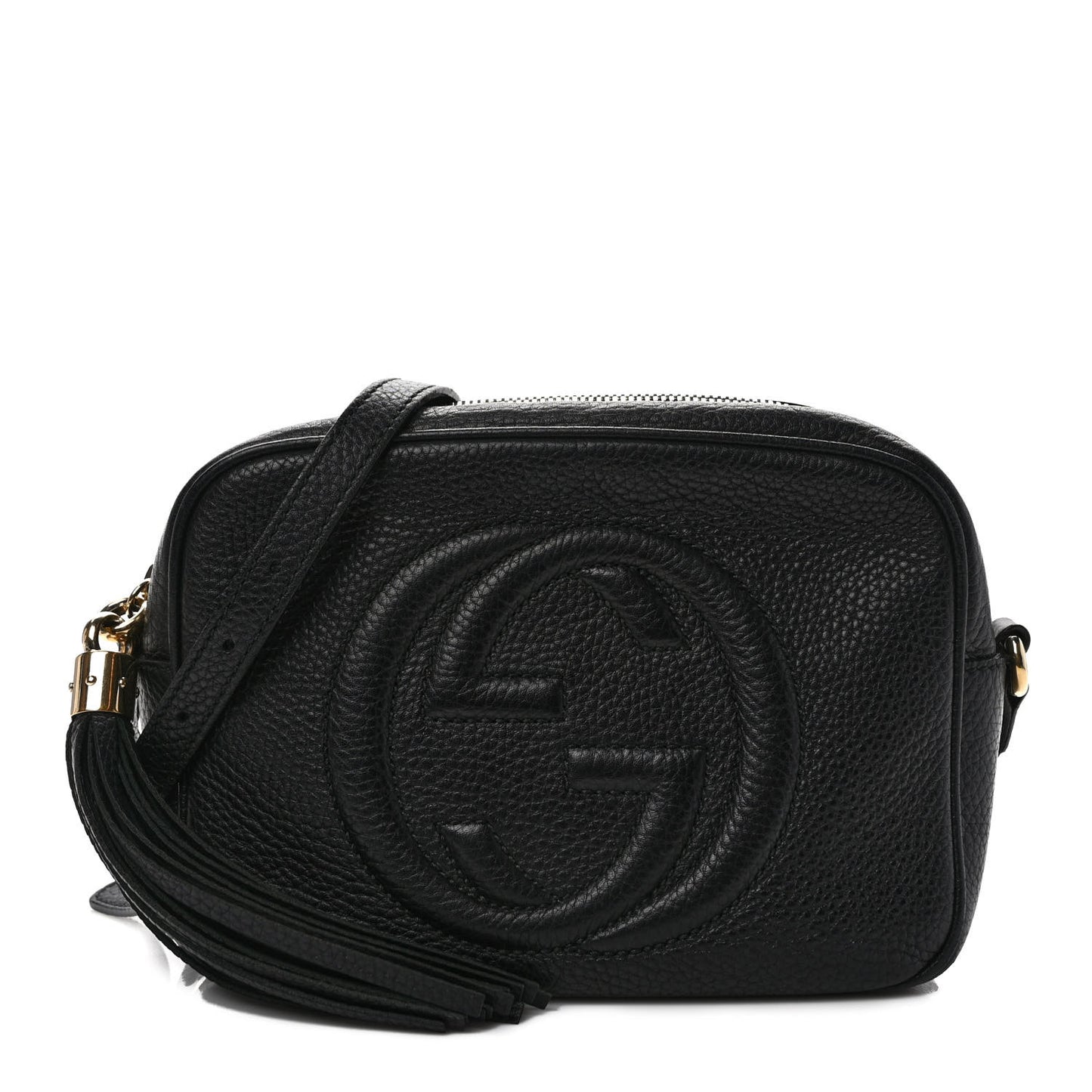 Pebbled Calfskin Small Soho Disco Bag Black