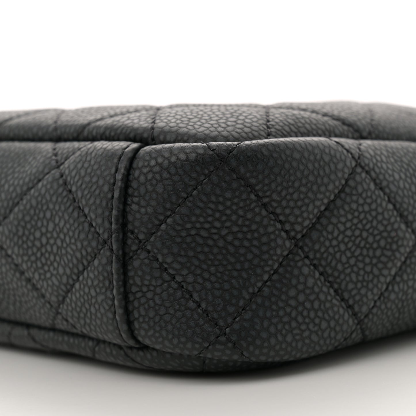 Iridescent Caviar Quilted Small Coco Tassel Camera Case Black
