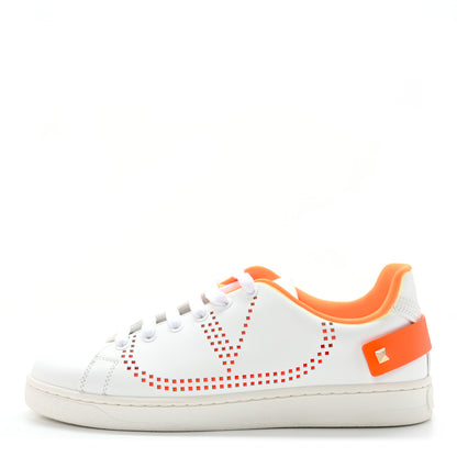 Valentino Garavani Calfskin Womens Backnet Sneakers 37 White Orange Fluo 1 of 12