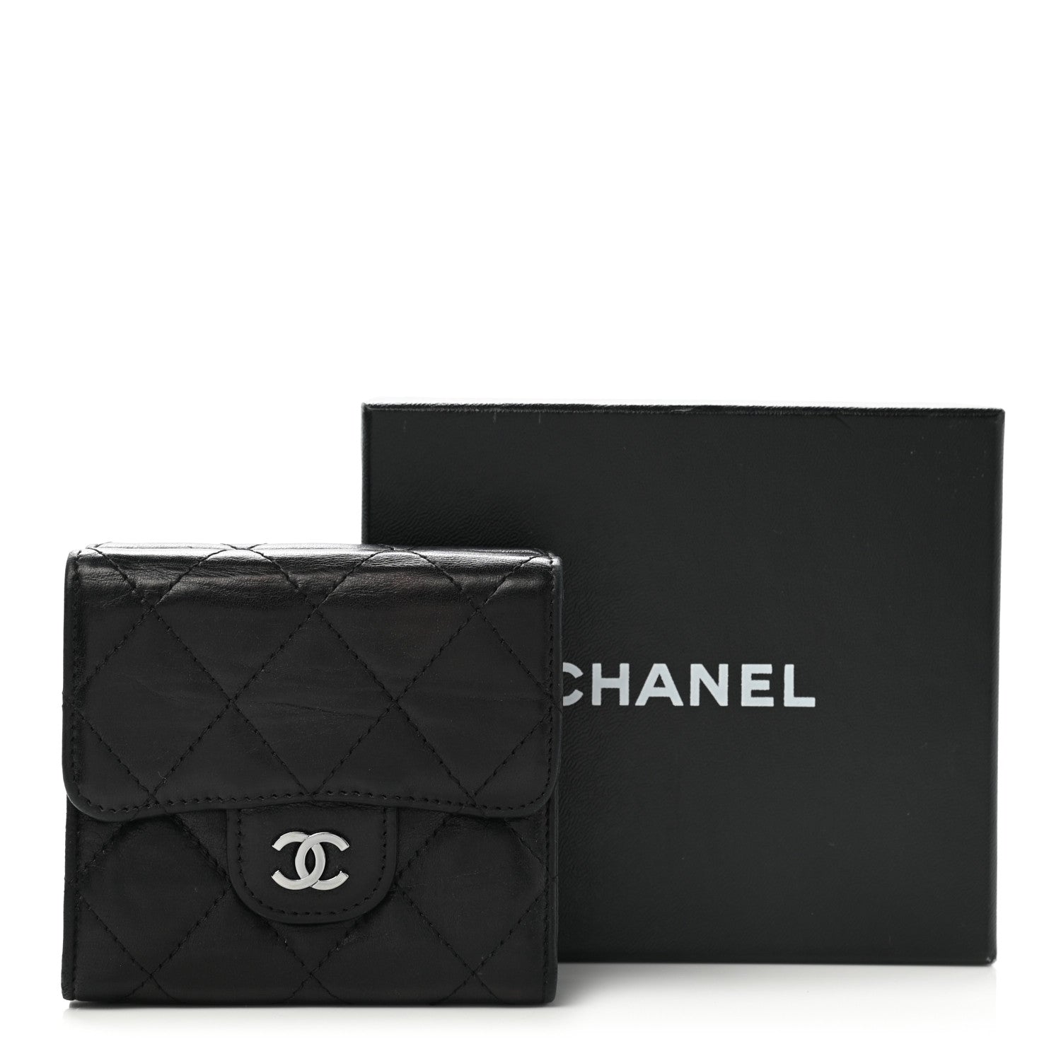 Chanel Lambskin Quilted Double Sided Wallet Black 10 of 10