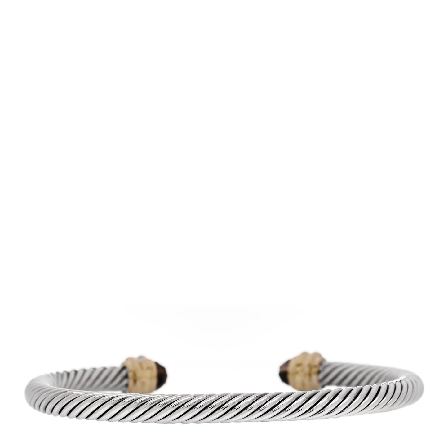 Sterling Silver 18K Yellow Gold Diamond Smoky Quartz 5mm Cable Classics Bracelet