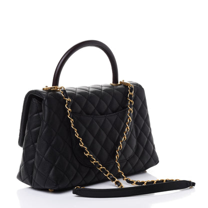 Chanel Caviar Lizard Embossed Quilted Small Coco Handle Flap Black 2 of 4