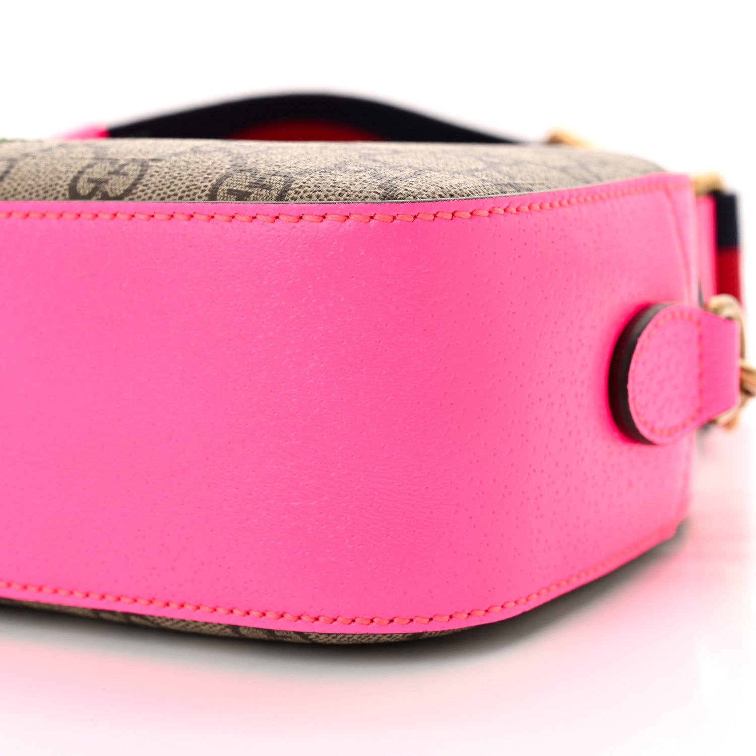 Gucci GG Supreme Monogram Textured Dollar Calfskin Web Ophidia Small Crossbody Bag Beige Ebony Fuchsia 10 of 11