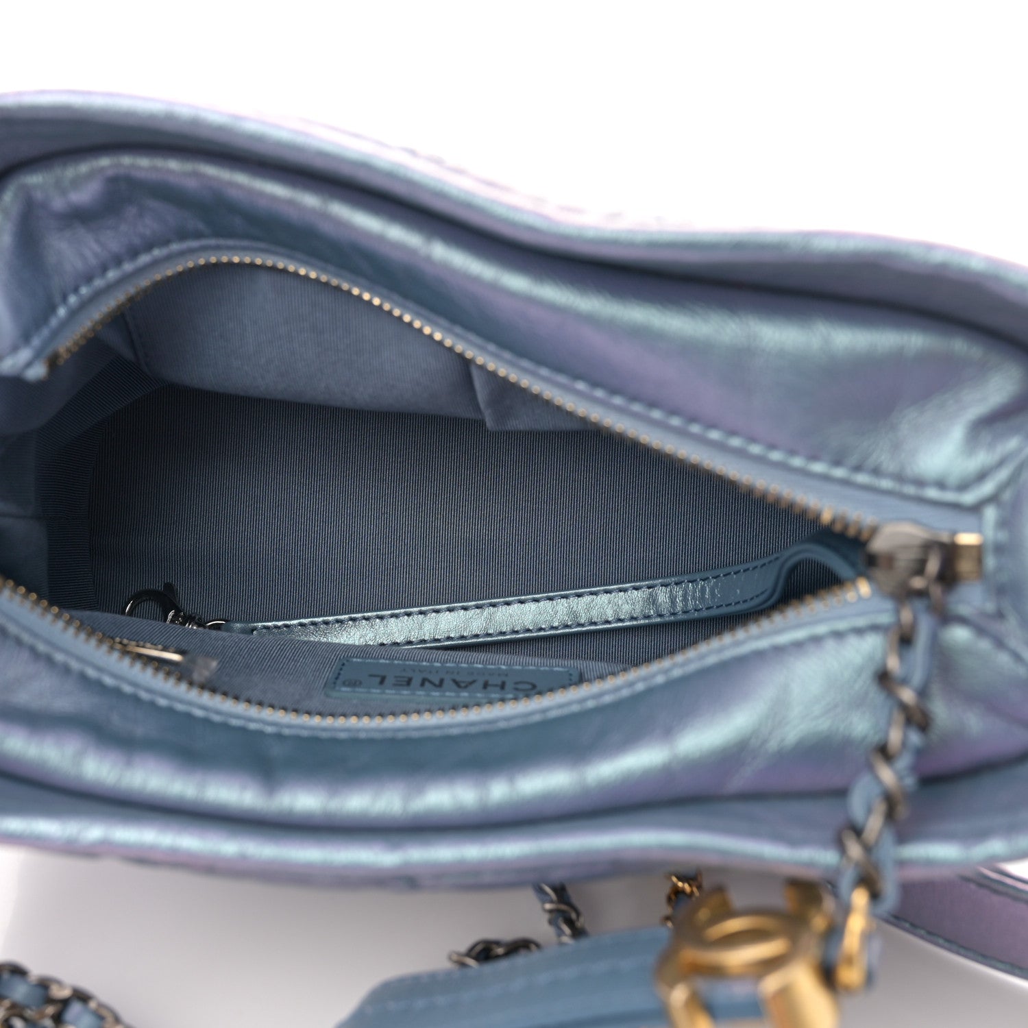Chanel Iridescent Aged Calfskin Quilted Small Gabrielle Hobo Blue 5 of 11