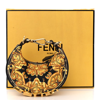 Fendi X VERSACE Silk Fendace Baroque Nano Fendigraphy Hobo Charm Black Gold 16 of 19