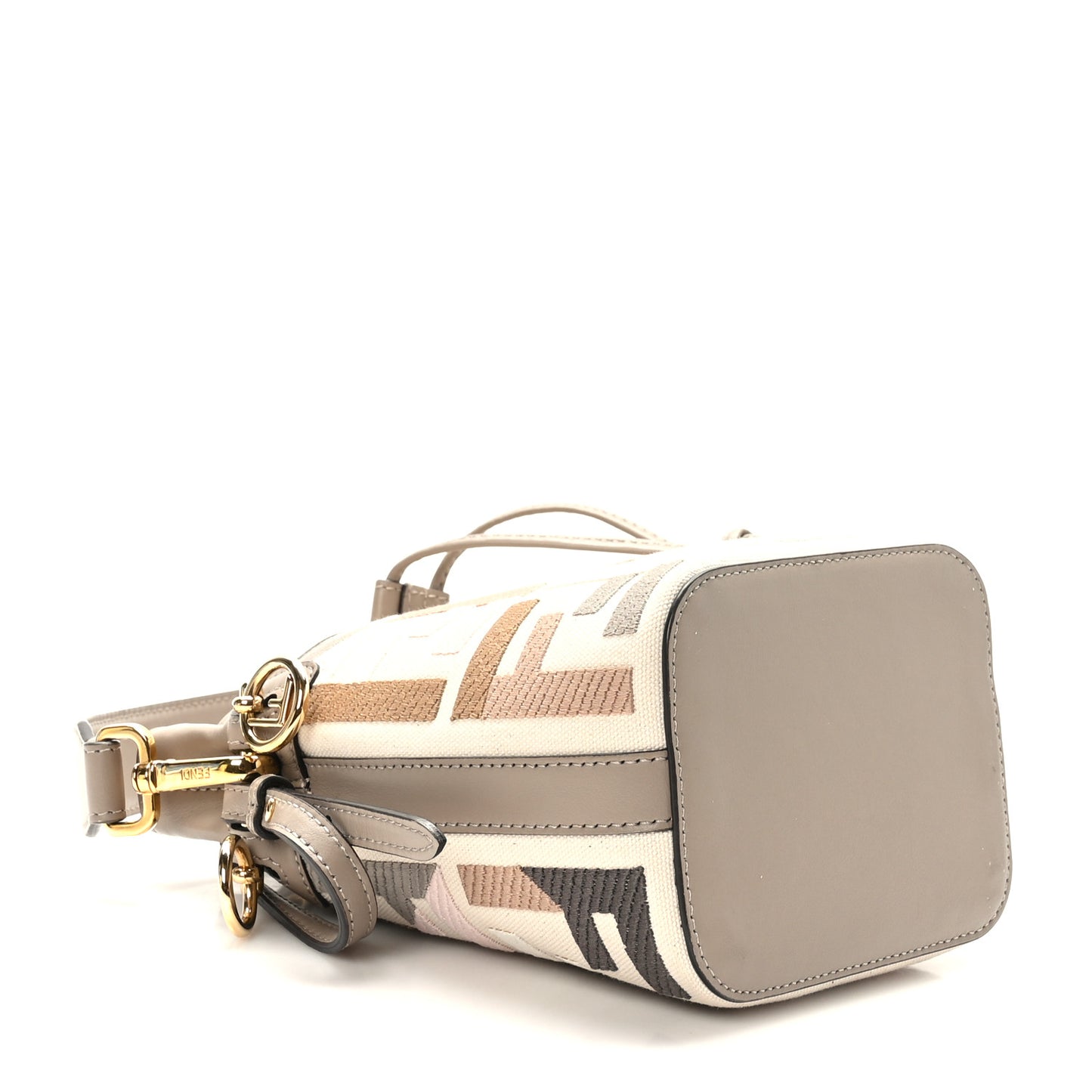 Canvas Vitello Grace F is Fendi FF Multicolor Embroidered Mini Mon Tresor Bucket Bag Grezzo Multicolor Tortora