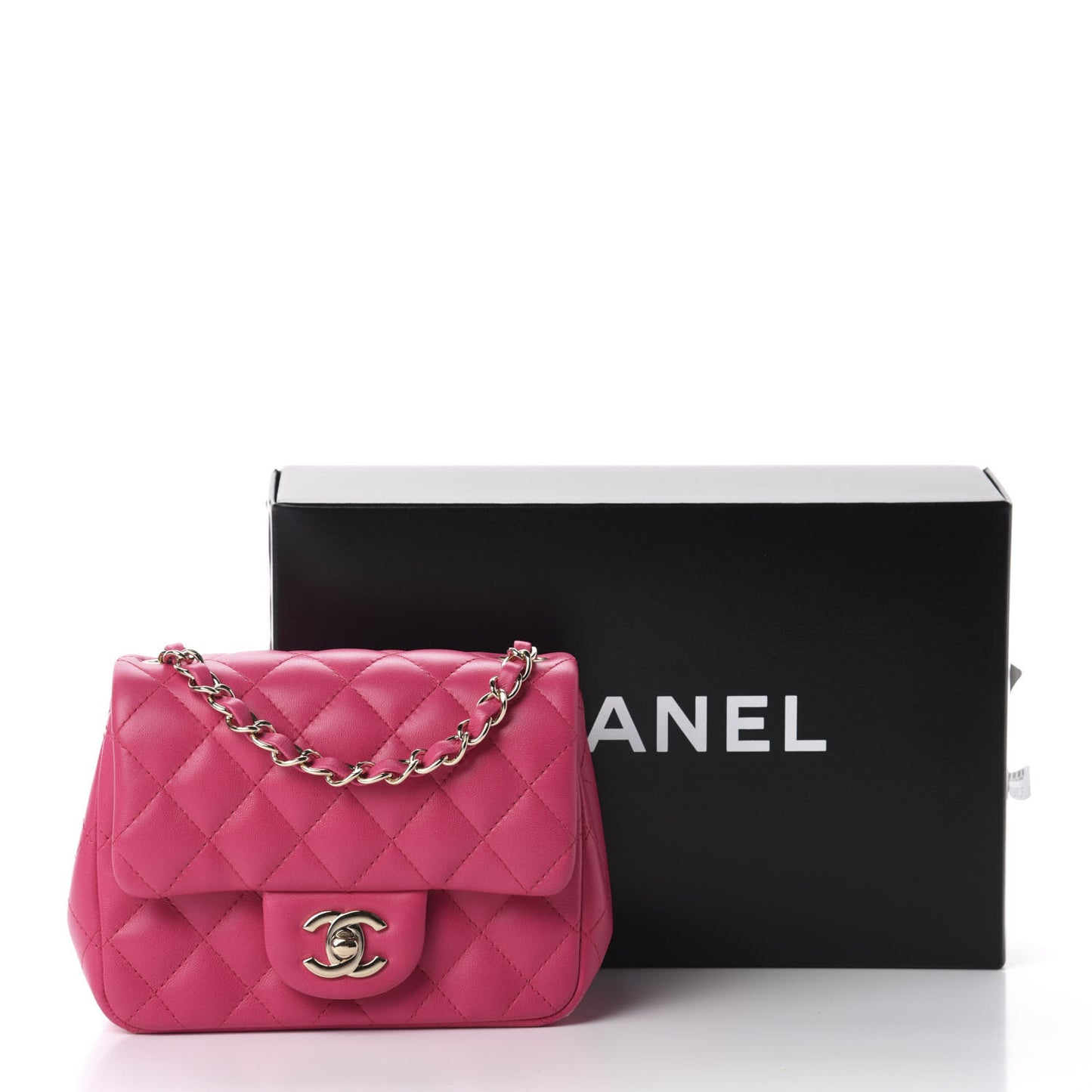 Lambskin Quilted Mini Square Flap Fuchsia