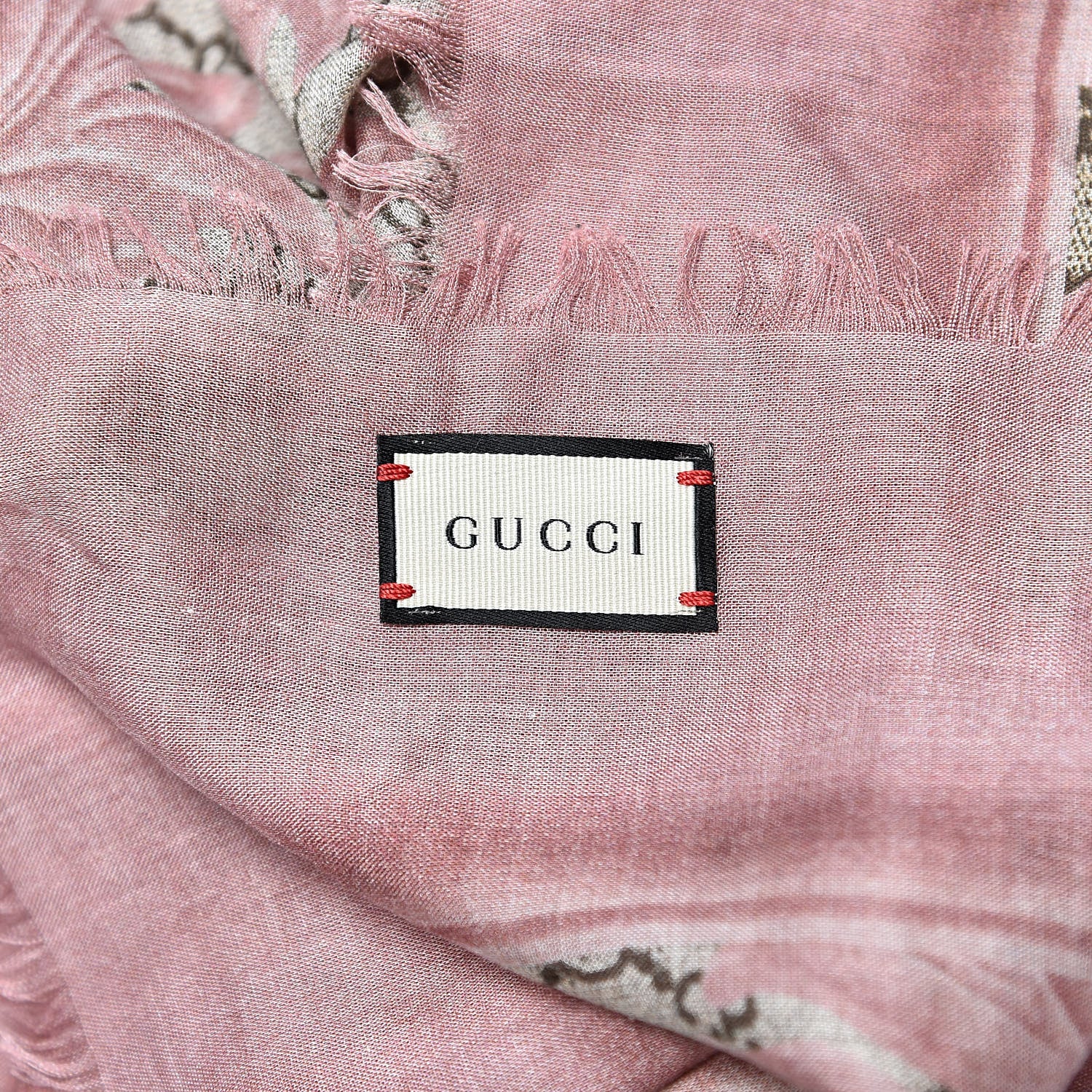 Gucci Modal Silk GG Monogram Big Arabesque Shawl Beige Pink 4 of 5