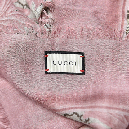 Gucci Modal Silk GG Monogram Big Arabesque Shawl Beige Pink 4 of 5