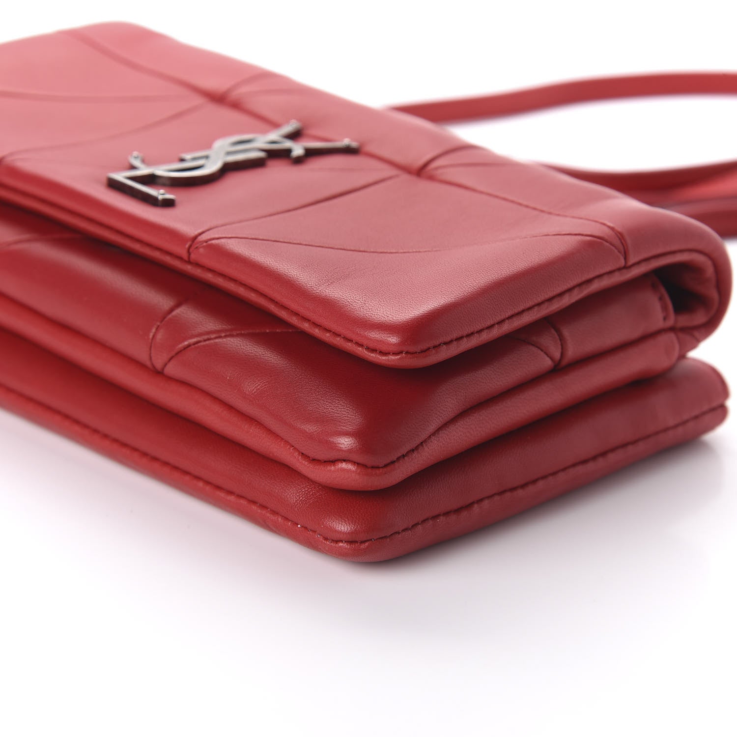 Saint Laurent Lambskin Patchwork Monogram Jamie Chain Wallet Red 7 of 9
