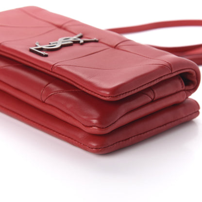 Saint Laurent Lambskin Patchwork Monogram Jamie Chain Wallet Red 7 of 9