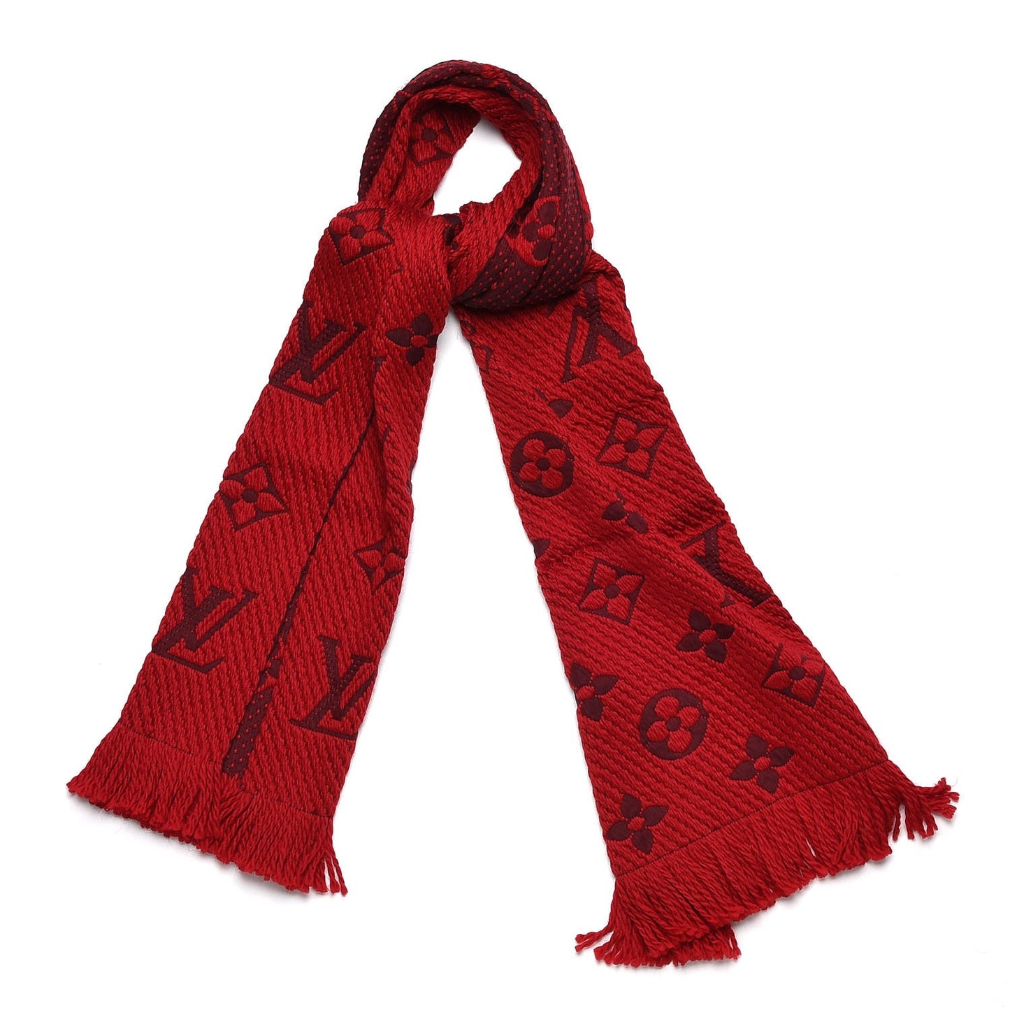 Wool Silk Logomania Scarf Rubis