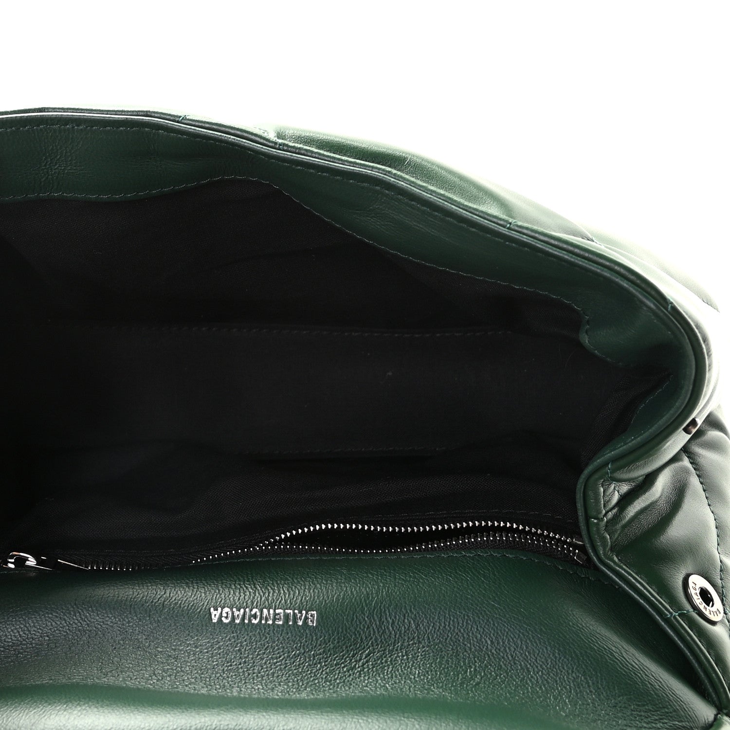 Balenciaga Nappa Calfskin Quilted Touch B Puffy Clutch Forest Green 5 of 9