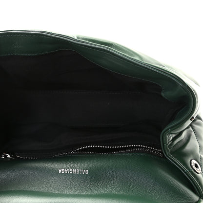 Balenciaga Nappa Calfskin Quilted Touch B Puffy Clutch Forest Green 5 of 9