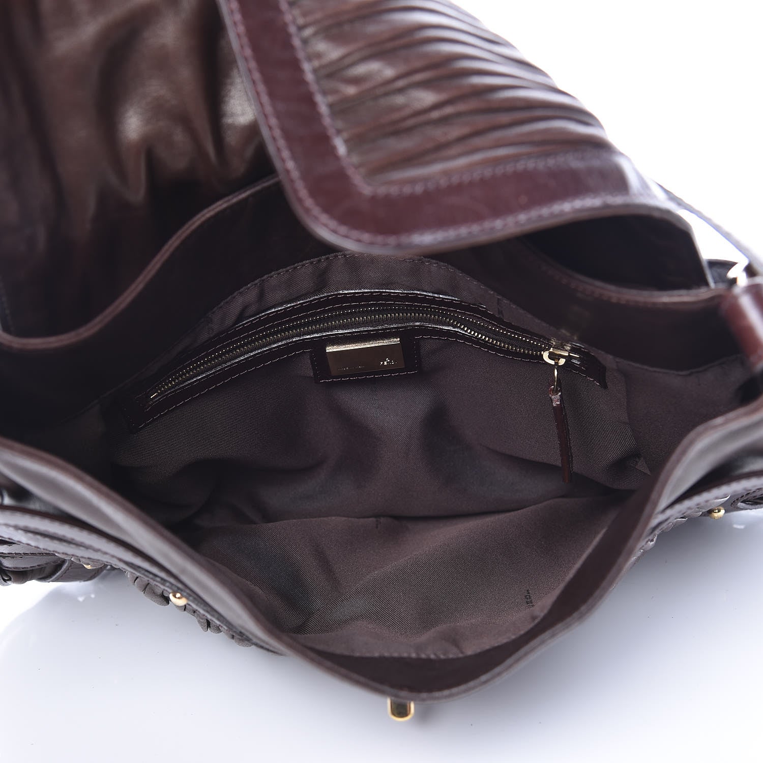 Fendi Nappa Pleated Shoulder Bag Testa di Moro 7 of 14