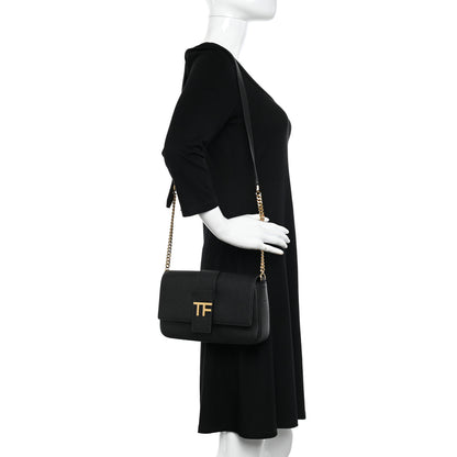 Tom Ford Grained Calfskin TF Chain Shoulder Bag Black 2 of 9