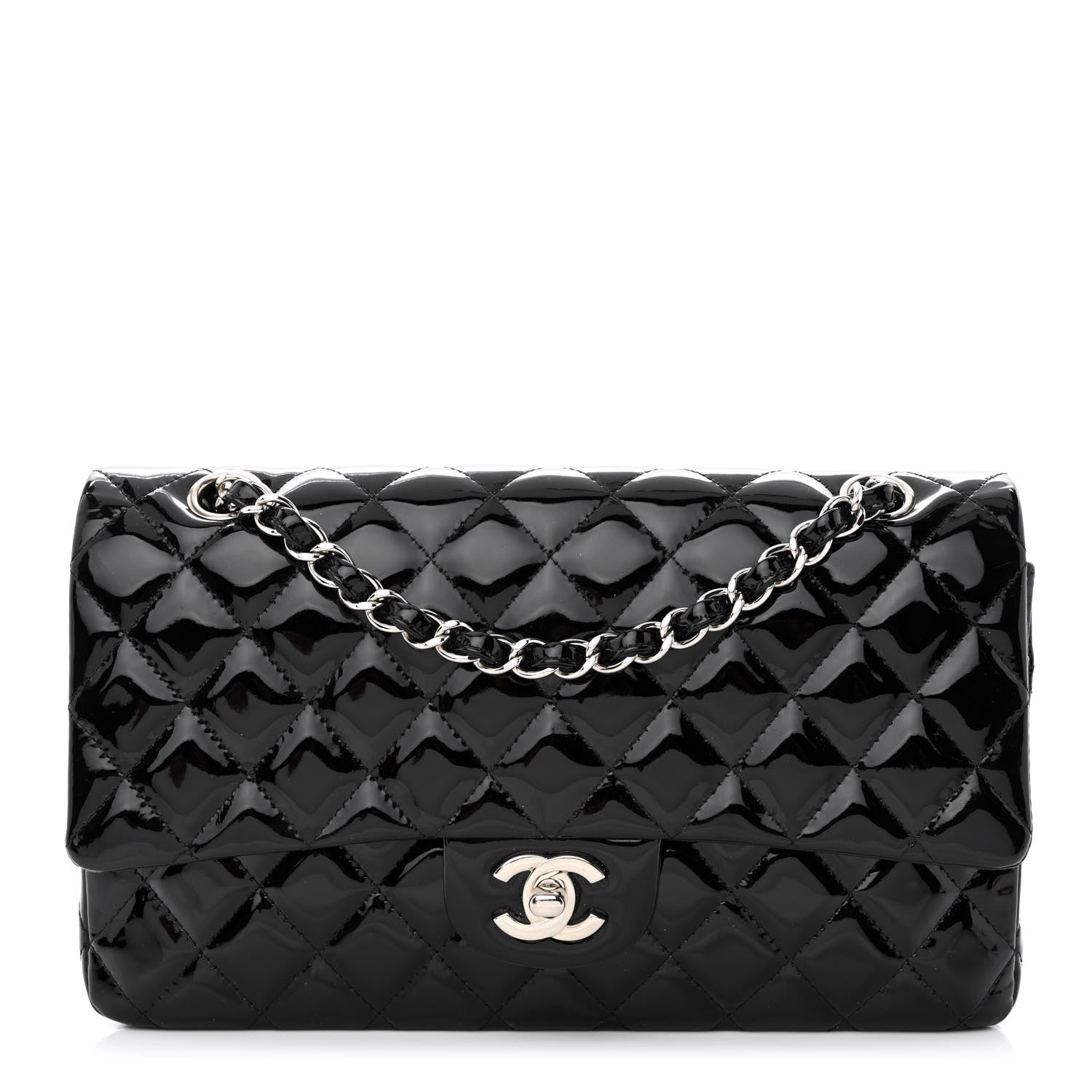 Chanel Patent Quilted Medium Double Flap Black 1 of 13