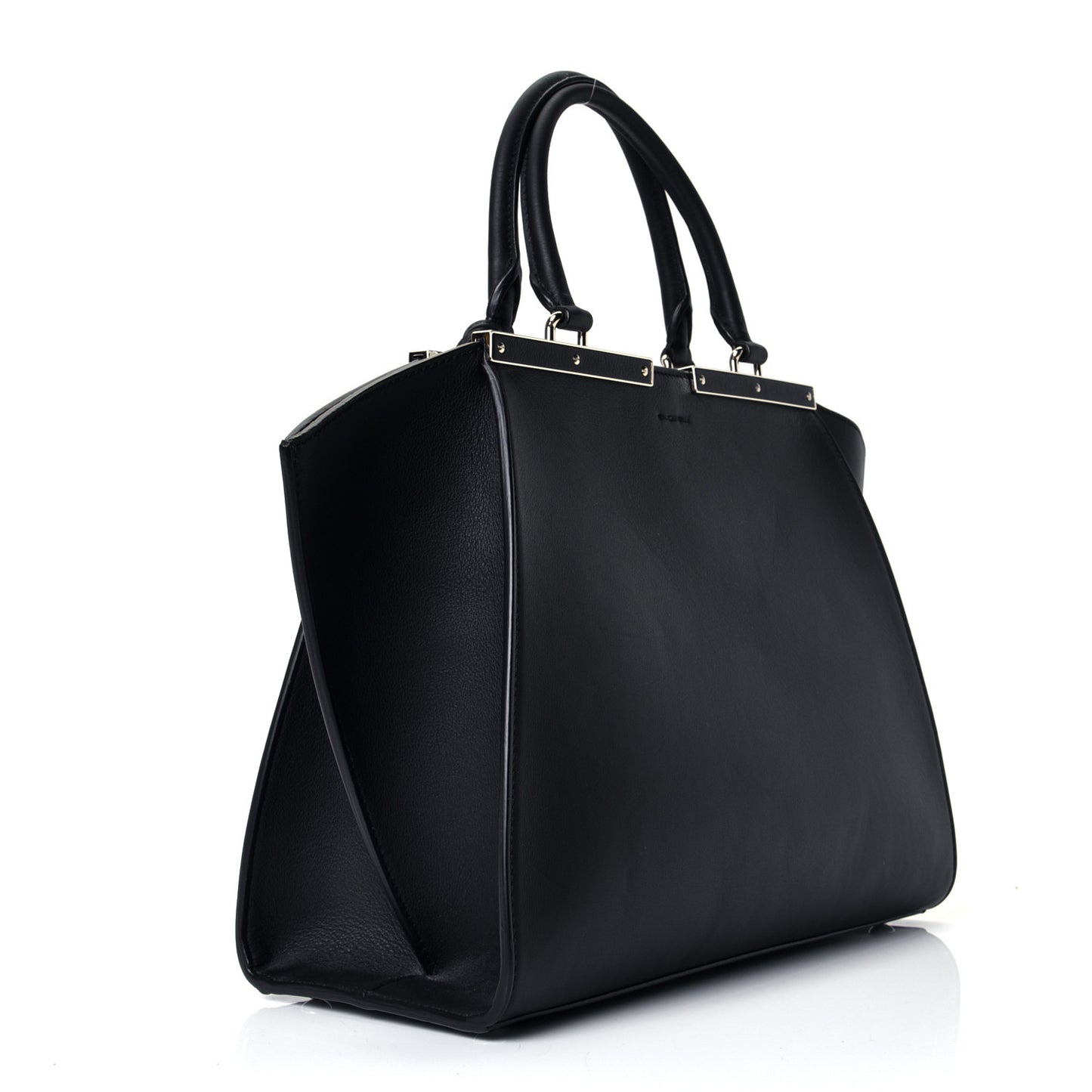 Vitello Pelo Flamingo Crocodile Embossed Petite 3Jours Tote Black