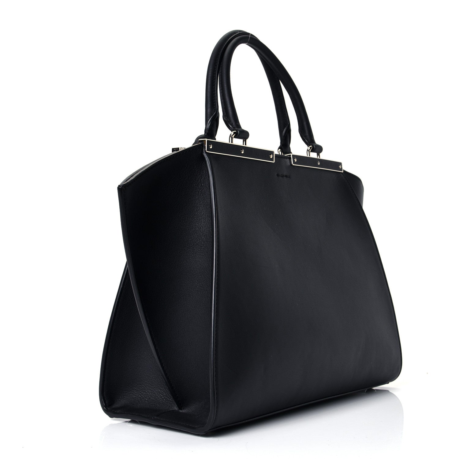 Fendi Vitello Pelo Flamingo Crocodile Embossed Petite 3Jours Tote Black 3 of 5