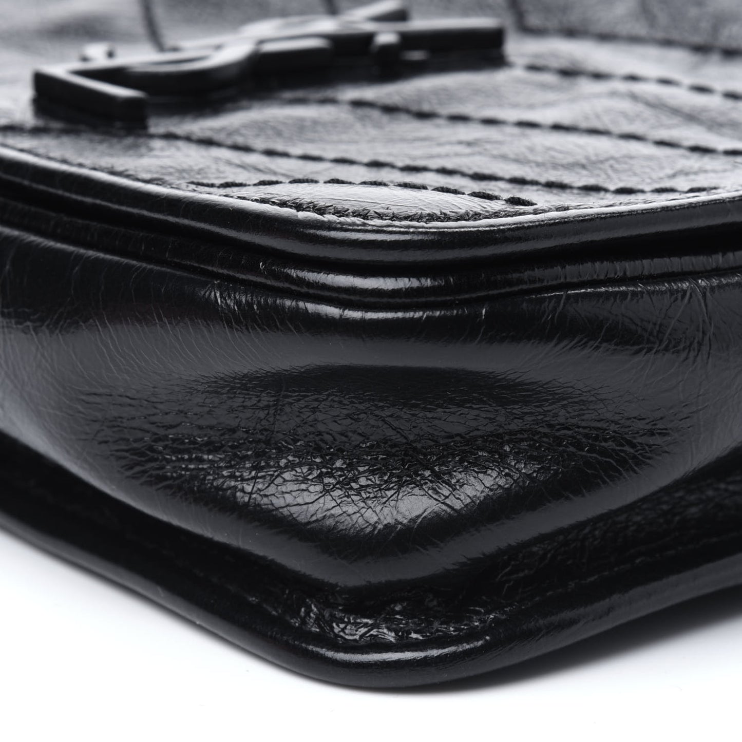 Crinkled Calfskin Matelasse Monogram Niki Chain Wallet Black