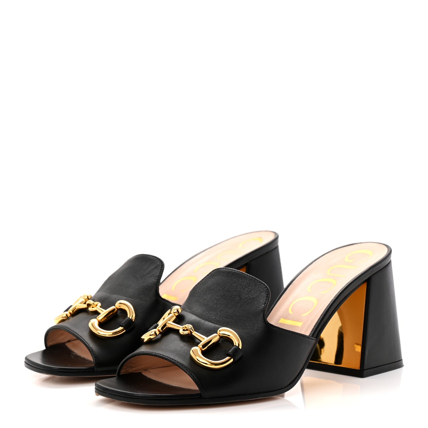 Gucci Nappa Horsebit 75mm Slide Sandals 39.5 Black 4 of 12