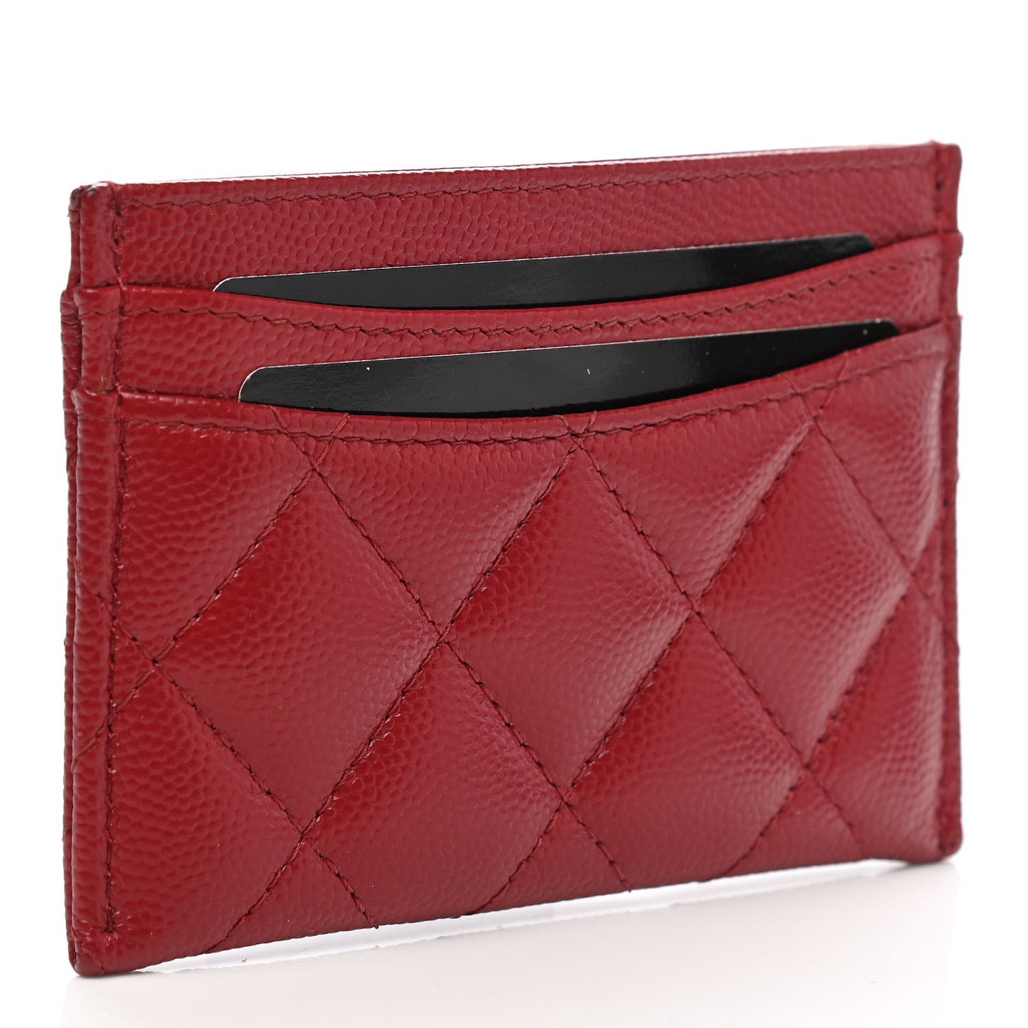 Caviar Quilted Card Holder Red