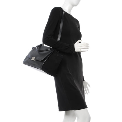 Celine Drummed Calfskin Suede Medium Trapeze Black 2 of 13