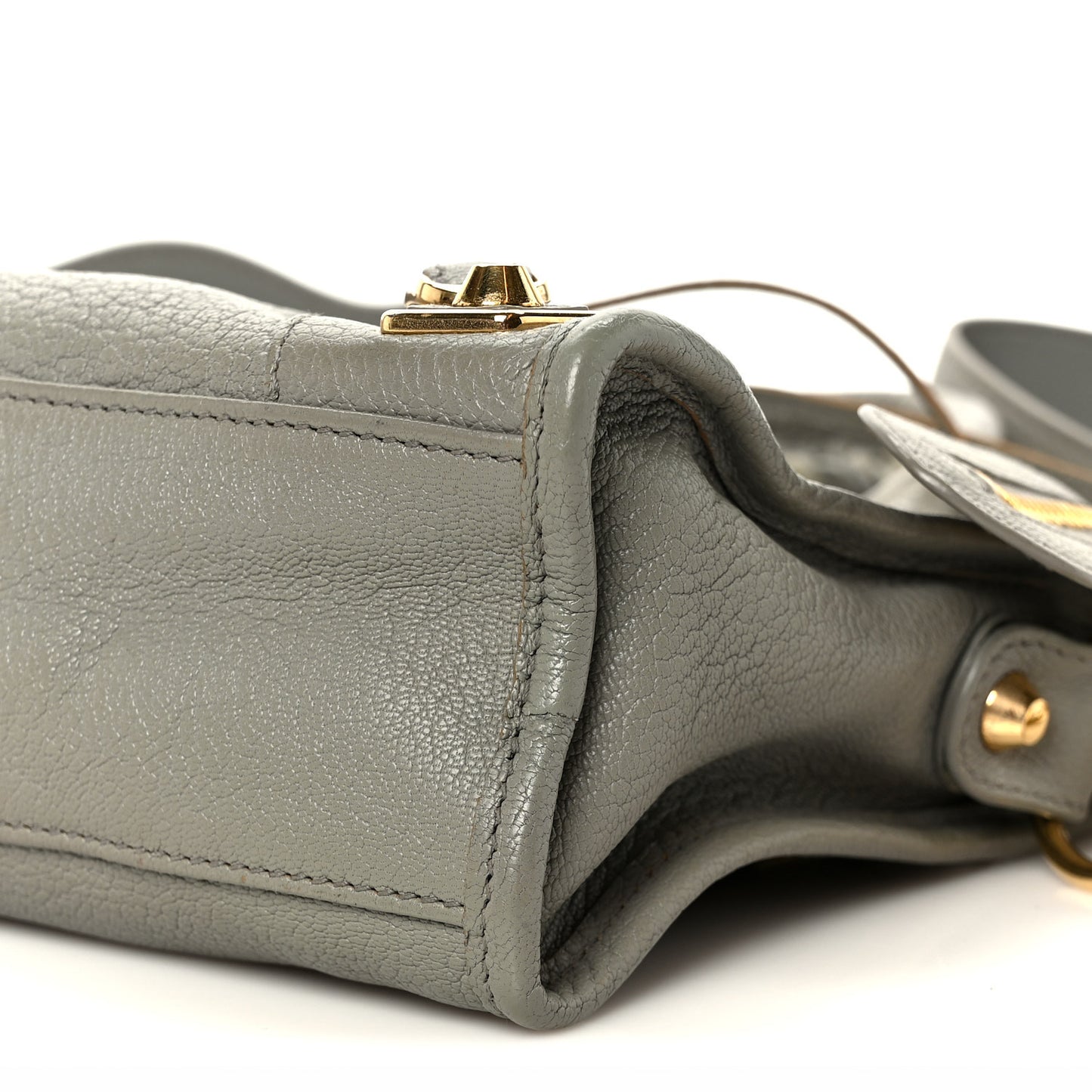 Chevre Gold Metallic Edge Hardware Mini City Gris Taupe