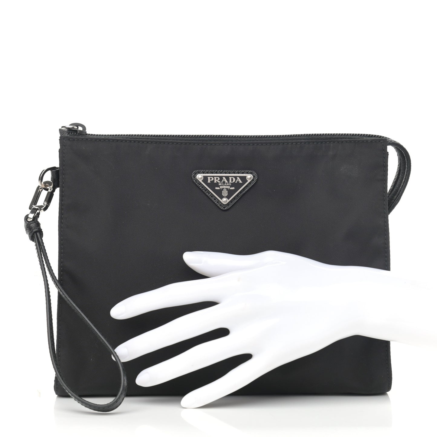 Tessuto Nylon Saffiano Wristlet Black