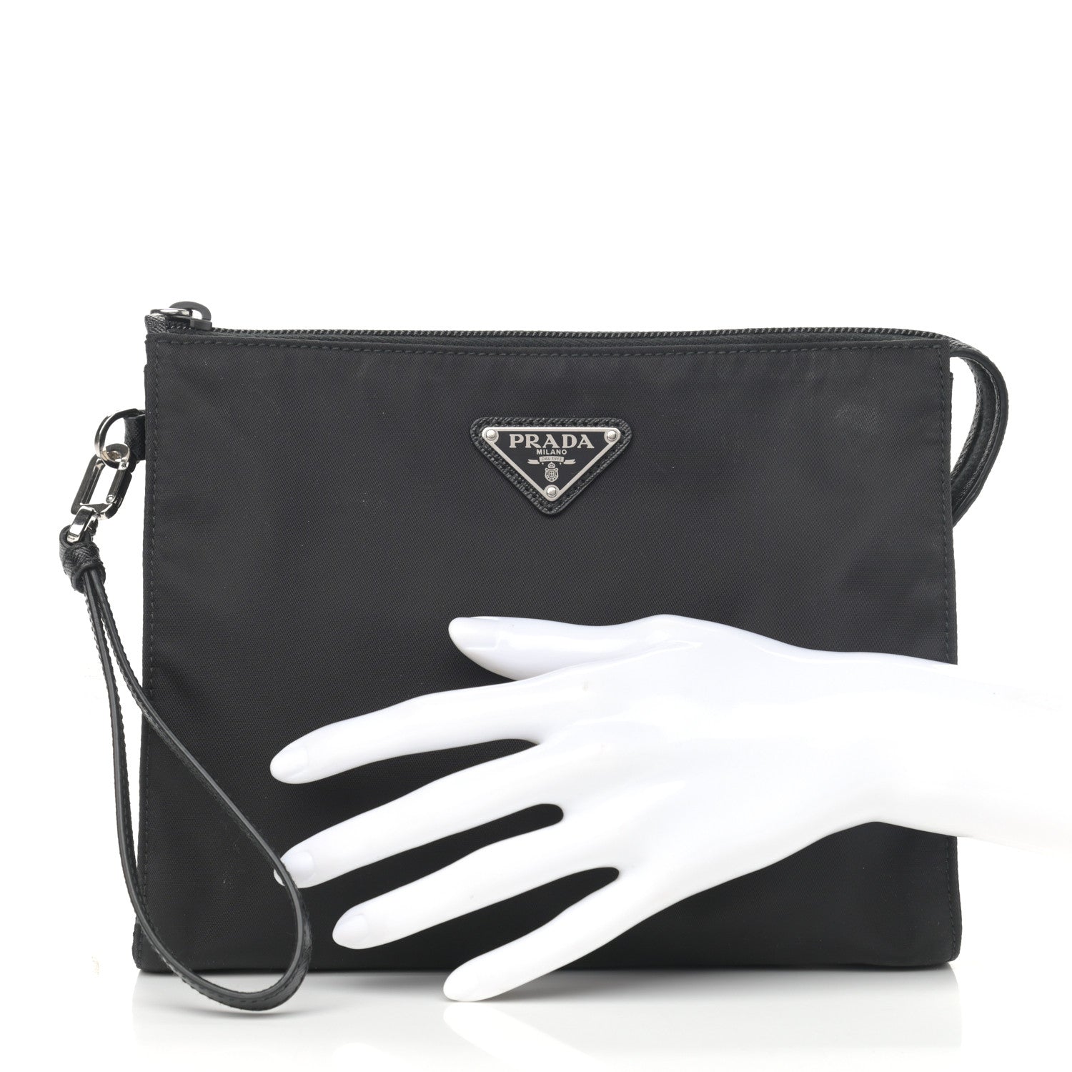 Prada Tessuto Nylon Saffiano Wristlet Black 2 of 8